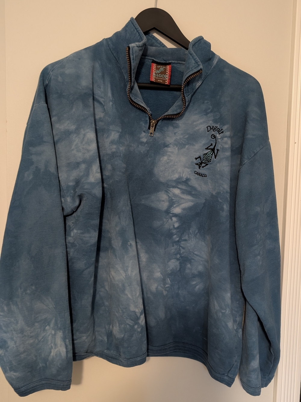 Vintage 90s Dagoli Blue Tie-Dye Quarter-Zip Sweater